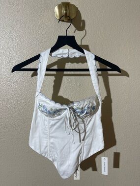 NWT For Love & Lemons Tea Time bustier halterneck top + skirt set
